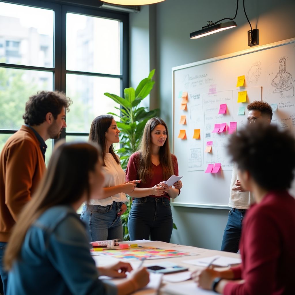El equipo de Estudio Cromático en una sesión de lluvia de ideas